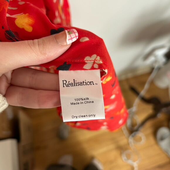 Realisation Par The Teale in Rouge Fleur 100% Silk Dress Size Large - Picture 9 of 11